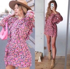 Zara Pink floral ruffle ruched