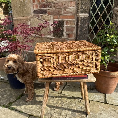 Large wicker hamper with lid - large,