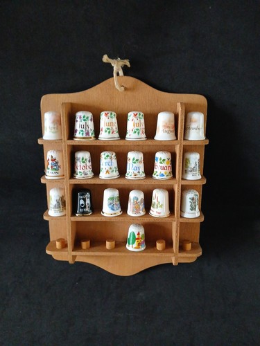 Vintage wooden thimble display - vintage,