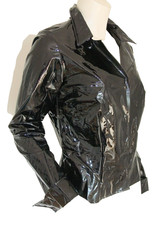 PVC U Like Shirt Blouse Sissy Vinyl Shiny Black Plastic Top Roleplay Sexy PUL