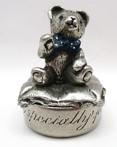 Vintage miniature pewter teddy - miniature,