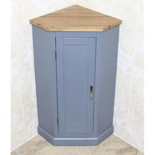 Cloakroom Corner Bathroom Vanity Painted Grey Unit | Oak Top Corner Unit