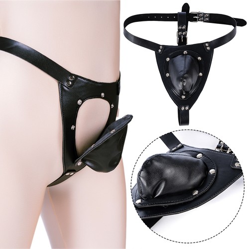 Men sexy thong faux leather - thong,