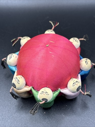 Vintage silk pin cushion - silk, dolls
