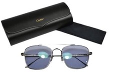 Cartier Teardrop Sunglasses CT0163S Full Rim Two Bridge Blue Lens