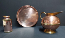 Antique Arts and Crafts Style Copper and Brass Jug, Milk Churn and Copper Tray