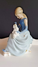 Vintage Royal Dux Porcelain Figurine of a Seated Lady and her Dog - Model 22178