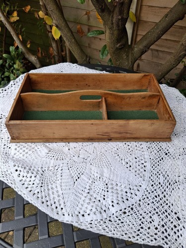 Vintage wooden cutlery tray - wooden,