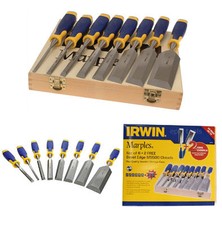 Irwin Marples 8 Pce Striking Cap Wood Chisel Set 1/4" - 2" +Wooden Case 10507958