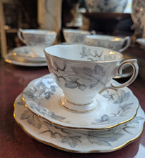 Vintage Royal Albert Silver Maple tea trio - cups, saucers & side plates