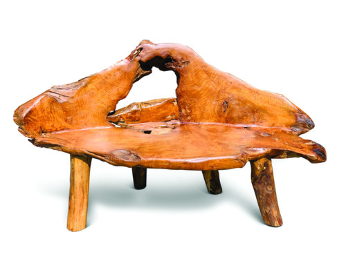 Teak root garden bench - teak, medium
