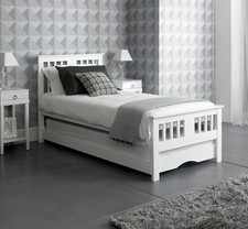 White 3'0 Single Wooden Guest Bed - Includes trundle - Shaker style