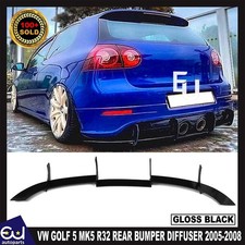 FOR VW GOLF 5 MK5 R32 REAR BUMPER DIFFUSER SHARK FIN 2005-2008 GLOSS BLACK