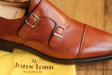 John Lobb William II Brown Leather Double Monk Buckle Shoes UK 10 E US 11 New