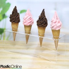 Acrylic Ice Cream Cone Holder Counter Top Display Stand Perspex Rack Gelato