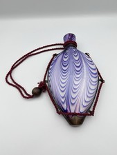 Victorian Nailsea Glass Flask, Complete With Fittings. Very Rare Complete Item