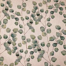 Linen Look Canvas Fabric - Watercolour Green Leaves Craft Fabric Material Metre