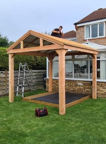 Wooden hot tub shelter - wooden,