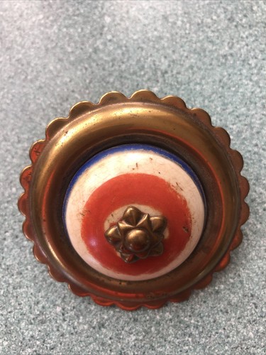 Antique horse brass with - horse, red