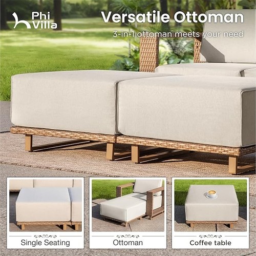 Rattan garden wicker ottoman - rattan,