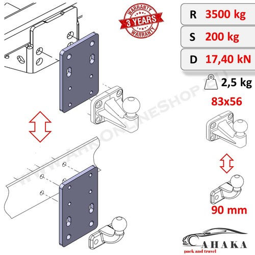 Tow bar ball adapter - bar, from