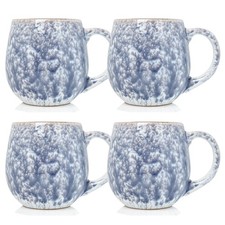 4pcs 550ml Stoneware Reactive Glazed Mug Pale Grey Coffee Ombre Mottled Speckled