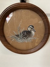 Original Lesley Anne Ivory Painting Of A Mallard Duckling In Grass - Signed.