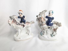 Two 1850 Antique Staffordshire Prince Albert of Wales Riding Goat Figurines