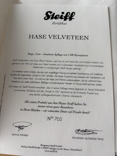 Steiff 2012 velveteen - steiff, rabbit