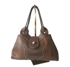 Coccinelle Brown Pebbled Leather Shoulder Bag - Vintage Style Hobo Handbag