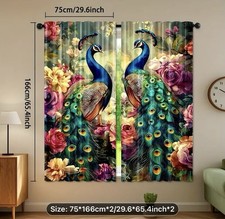 2pcs Peacock Floral Print