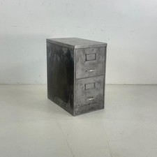 VINTAGE INDUSTRIAL STRIPPED METAL 2 DRAWER FILING CABINET METAL HANDLES #4660