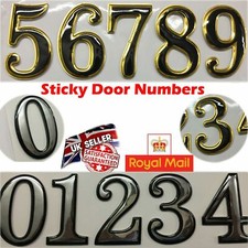 Self Adhesive Door Numbers Chrome Finish 2" Number Letter House Apartment UK 
