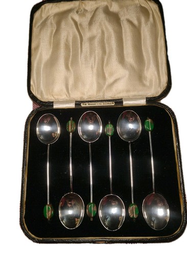 Silver coffee bean spoons - 6,