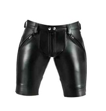 Mens Black Genuine Leather Shorts Bikers Sexy Clubwear Gay Fetish Shorts