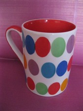 Whittard of Chelsea Spots Handpainted Coffee Tea Mug multicolour Dots Red inside