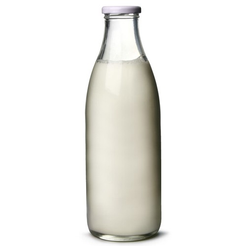 Glass milk bottle with - milk,