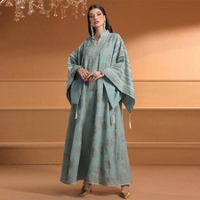 Moroccan Women Embroidery Abaya Kaftan Muslim Long Maxi Dress Robe Turkey Gown