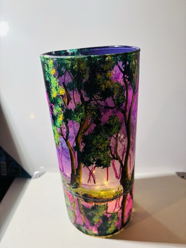 Hand painted glass vase tall - hand,
