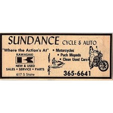 Sundance Cycle & Auto Motorcycles Puch Mopeds Sales 1982 Iola KS Ad SAG8-M4