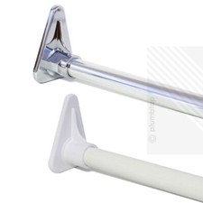 EcoSpa Shower Curtain Rail Pole Rod Metal Track Chrome White L U Shape Bathroom