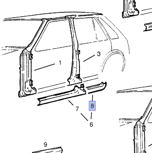 Sill panel rear right for - rear,