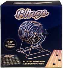 BLINGO BINGO NOVELTY CLASSIC GAME METAL CAGE BINGO CARDS AND COUNTERS NEW