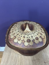 Vintage Retro QUANTOCK Pottery Stoneware Lidded Casserole Pie Oven Dish Large