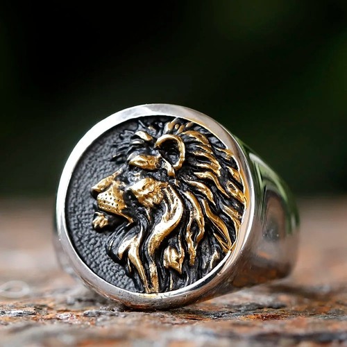 Lion head signet - head, &