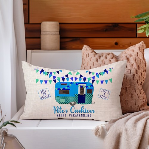Personalised caravan cushion - caravan,