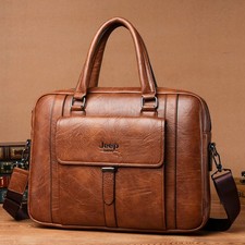 Men's Leather Briefcase Business Messenger Bag Laptop Shoulder Bag Briefcase