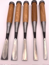Set Of 5 Japanese Fishtail Chisels Blacksmith Made Bachi Nomi