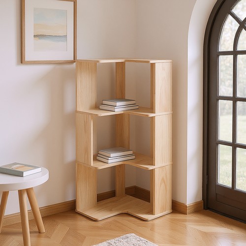 Wooden tier corner bookcase - 3,