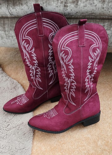 Ladies burgungy suede cowboy - ,